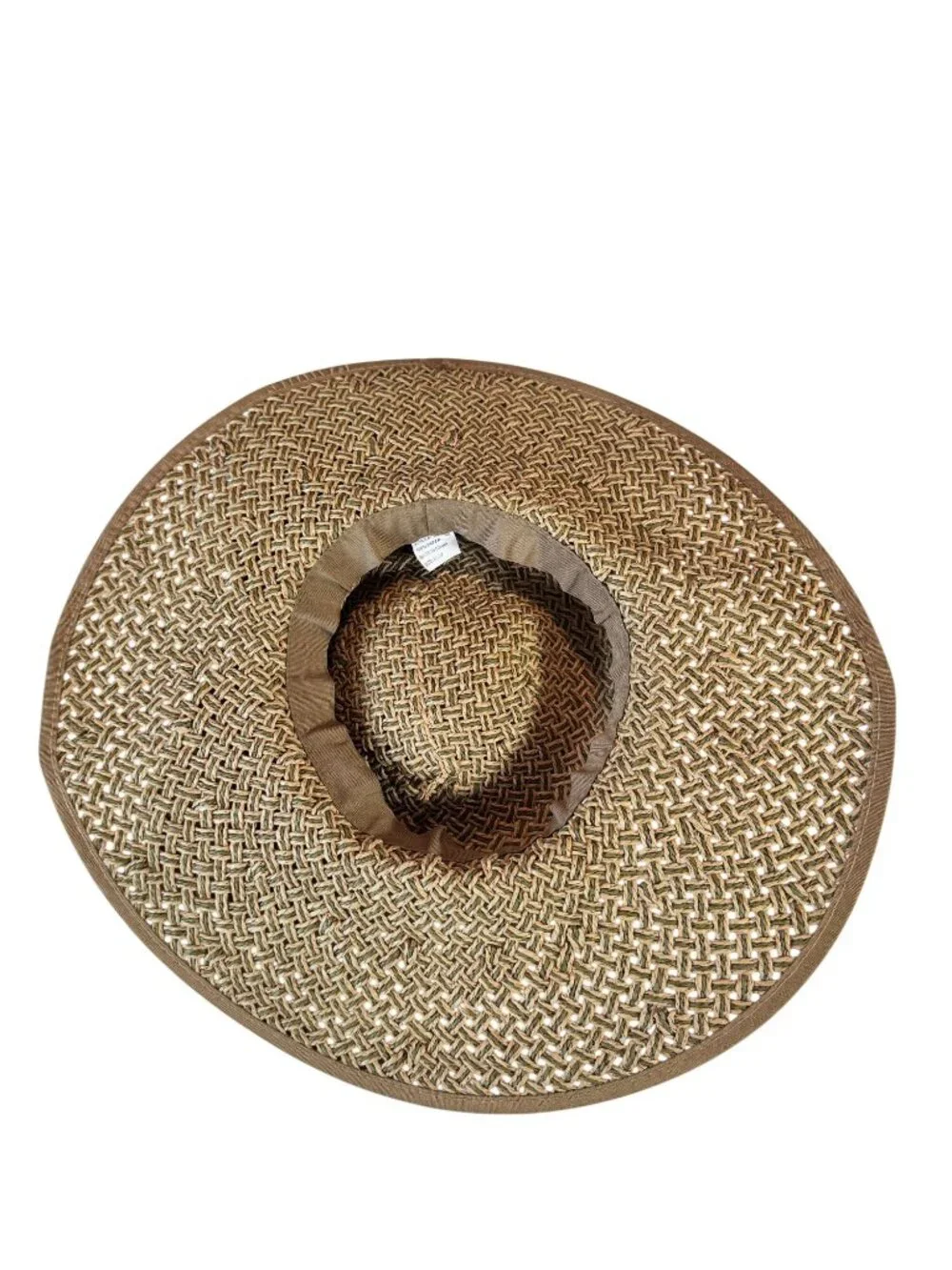 Vintage Women Wide Brim Paper Straw Sun Hat Bow Beige Summer Beach 57cm - Picture 9 of 10